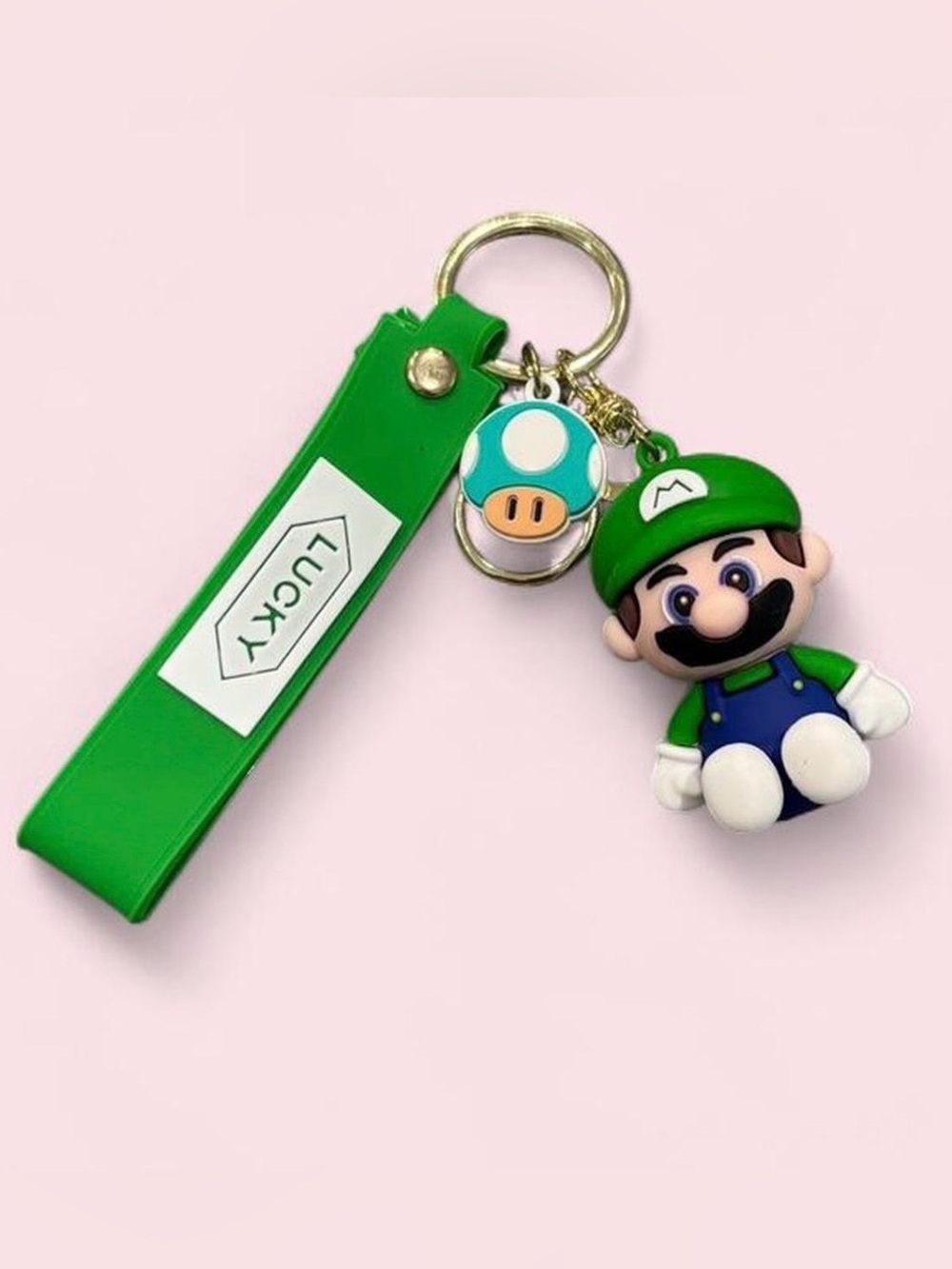 Nintendo Green Luigi Charm Keychain with Lucky Strap
